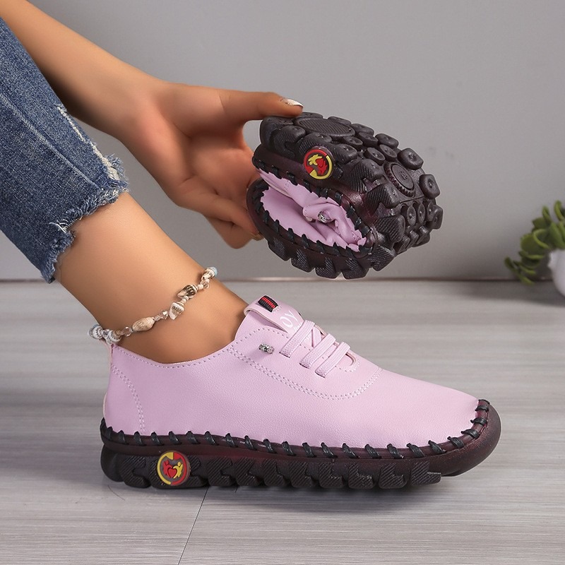 Oxford Lace Up Women - Damskie skórzane buty na co dzień,
